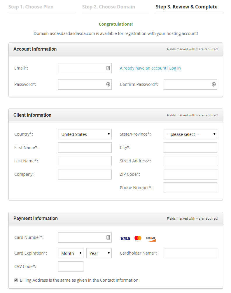 Step 3 in buying a domain - pay for it