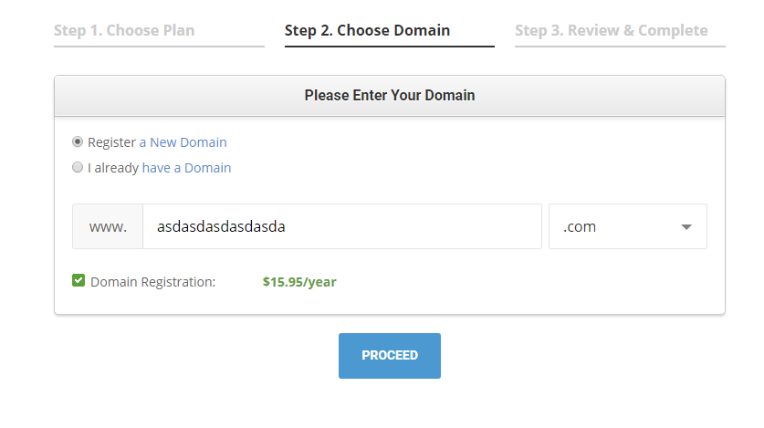 Step 2 in buying a domain - choose that domain!